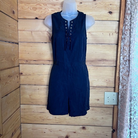 Banana Republic Pants - Lace Up Romper Womens Size 2 Navy Blue Knotted String Sleeveless Banana Republic